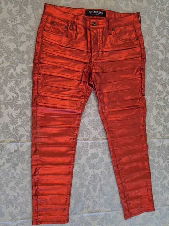 Valabasas Other - Valabasas Delta Stacked Jeans Zodiac Verde / Red Metallic Waxed Pleated